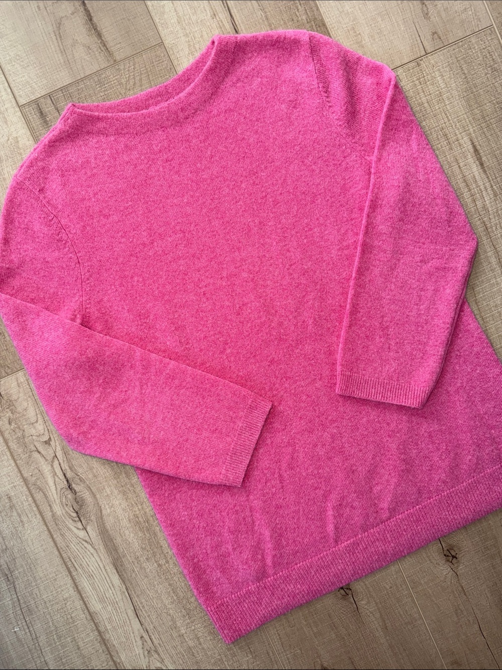 Pink 100% Cashmere 3/4 Sleeve Boatneck Sweater-MED